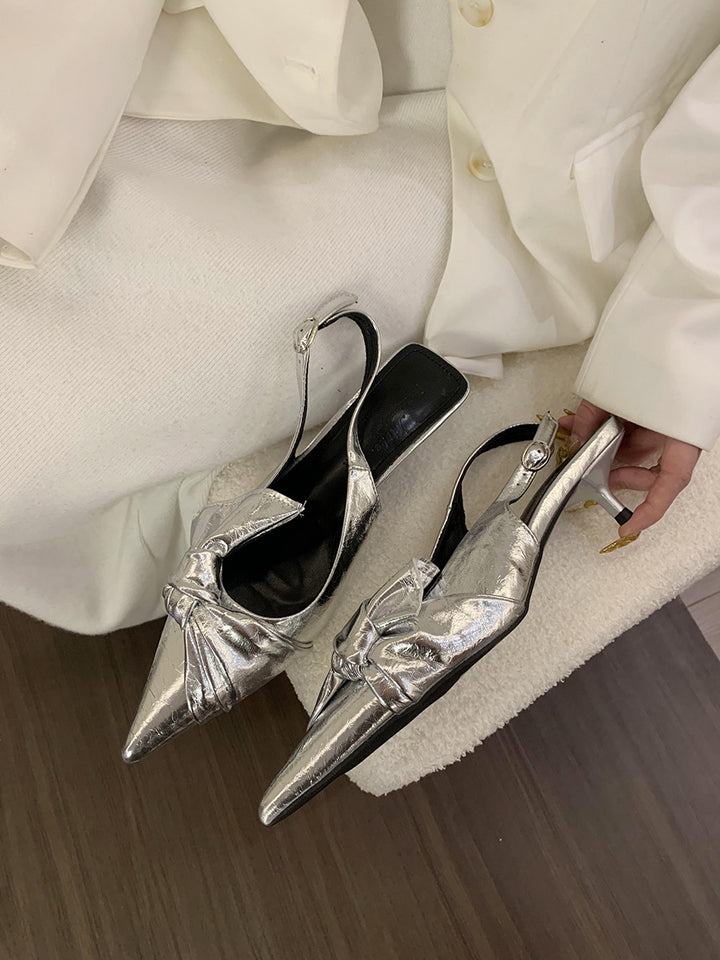 Damer Elegante Spids Slingback Pumps med Sløjfe Akcent Stilla