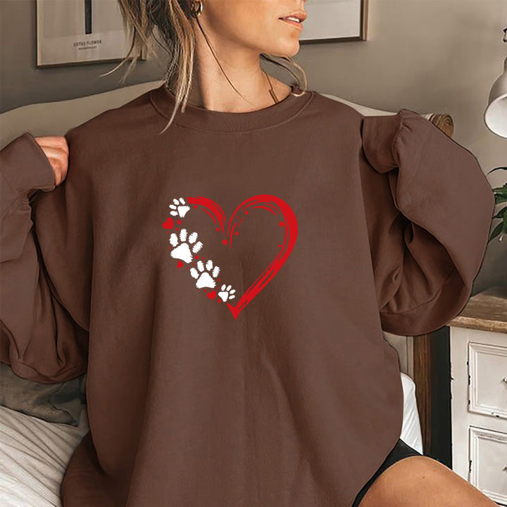 Kvinders sweatshirts med kreativt hjerte- og pote-design Stilla