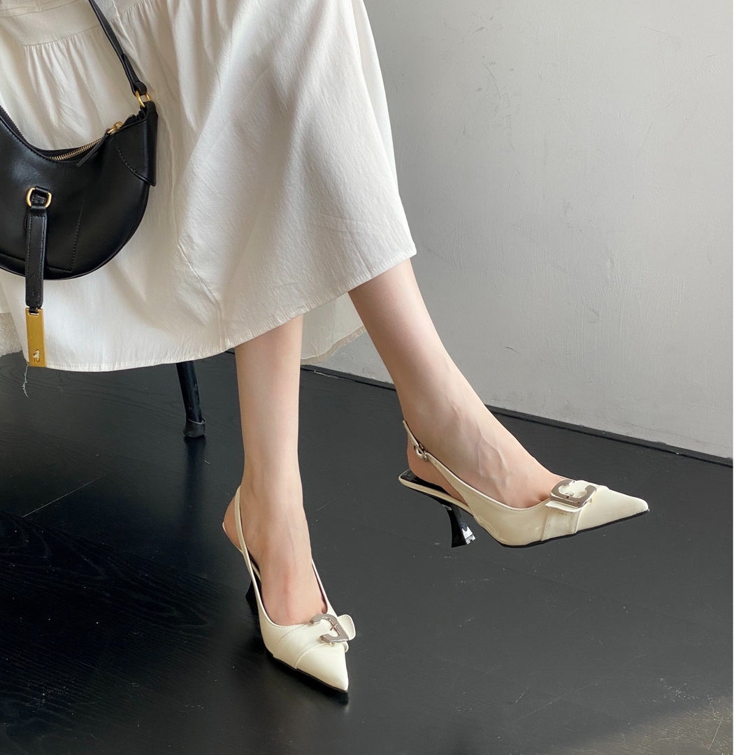 Femme Spidsede Slingback Hæle med Spænde-Detalje Stilla