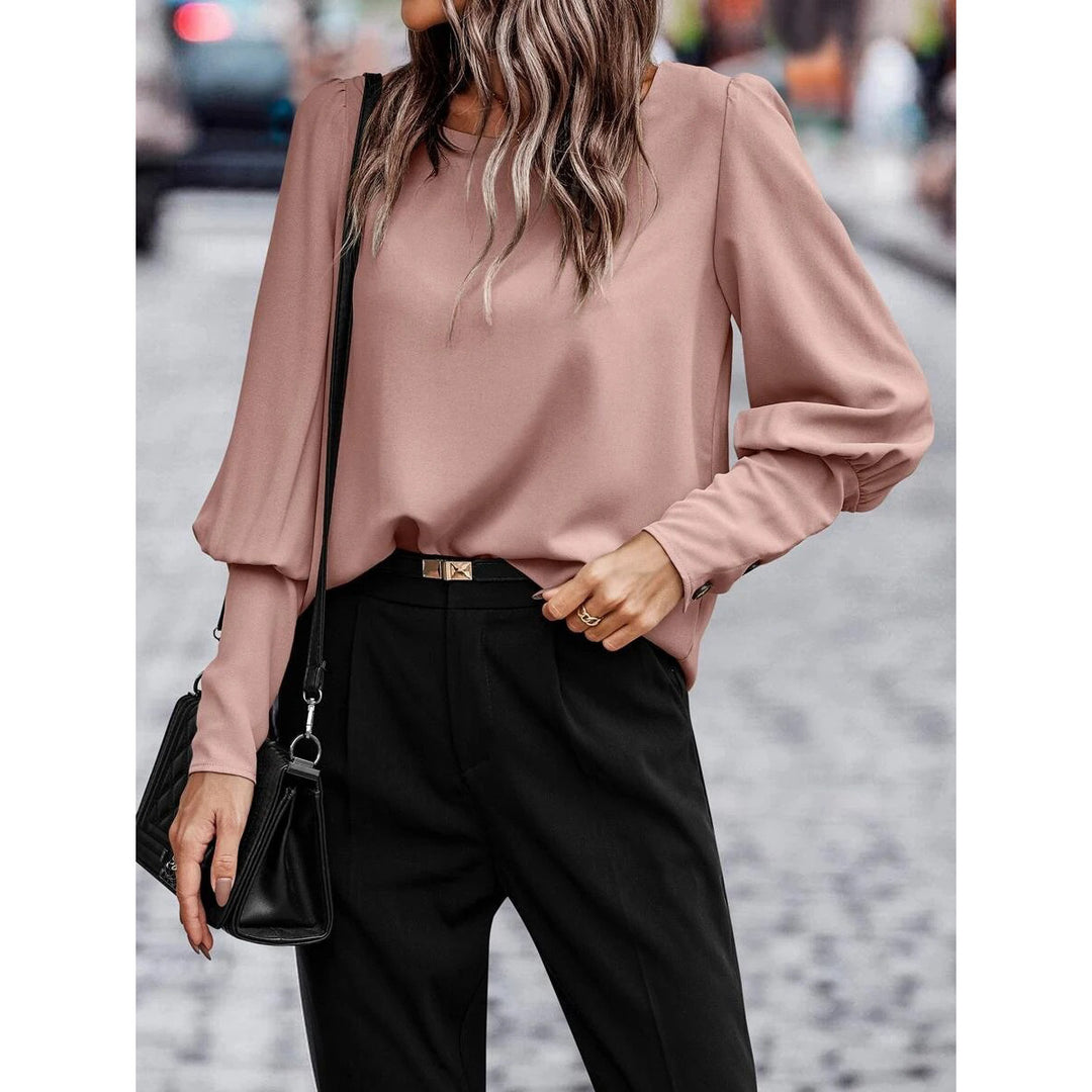 Dame Elegant Bluse med Puffærmer og afslappet snit Stilla