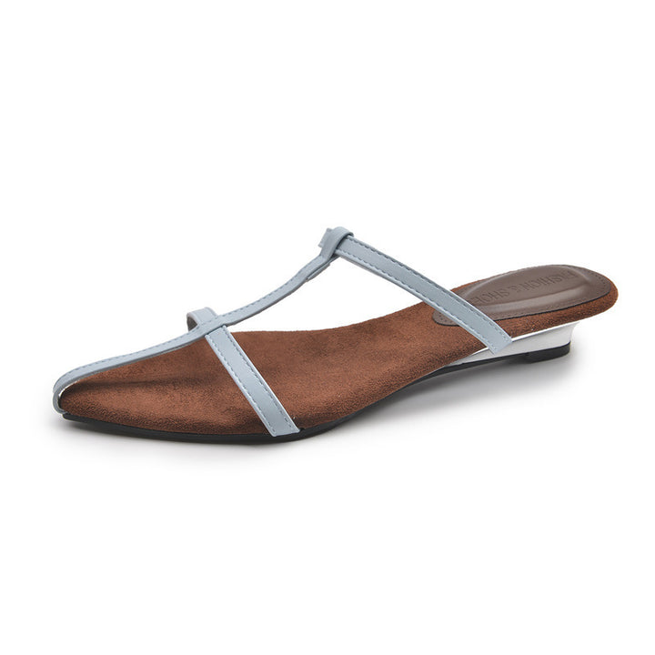 Dame elegante Open-Toe Slide Sandaler med metalliske remme Stilla