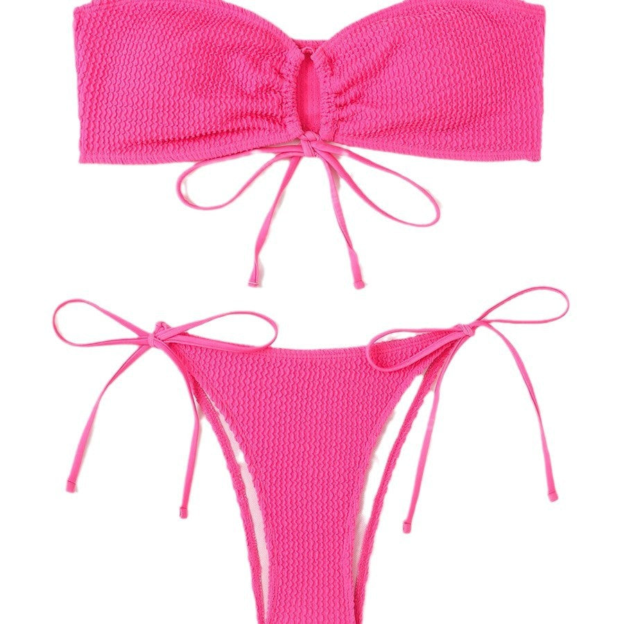 Dame Raffineret Bandeau-Bikini-Sæt med Bindebånd Stilla