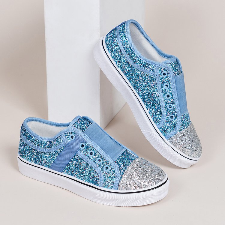 Dame Glamourøse Sneakers med glitrende glimmer og praktisk Slip-On design Stilla