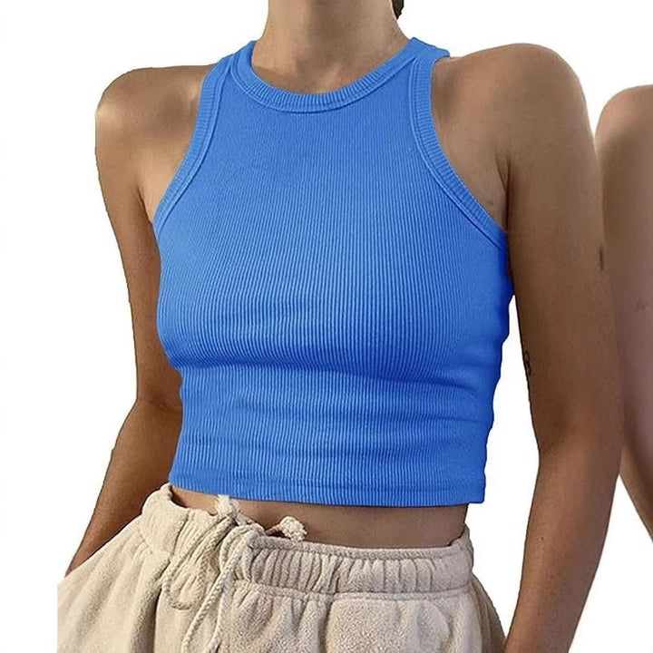 Damer sporty crop-top med elastisk ribdesign Skovae