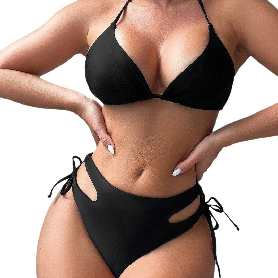 Dame Crop-Top Bikini-sæt med kreativt grafikdesign og legende rynker Stilla