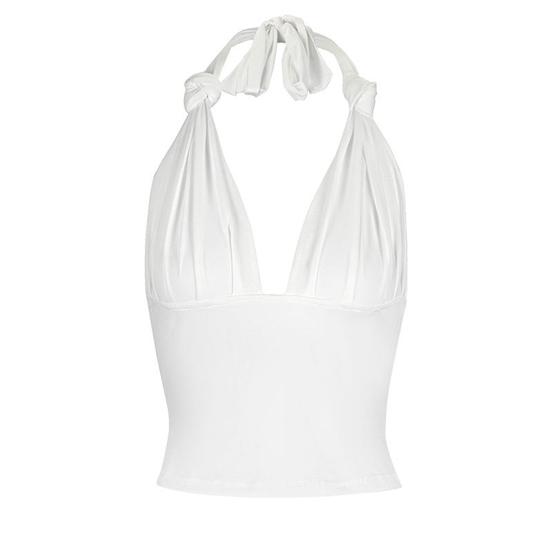 Dame Halter-top med justerbare snore og dyb V-udskæring Skovae