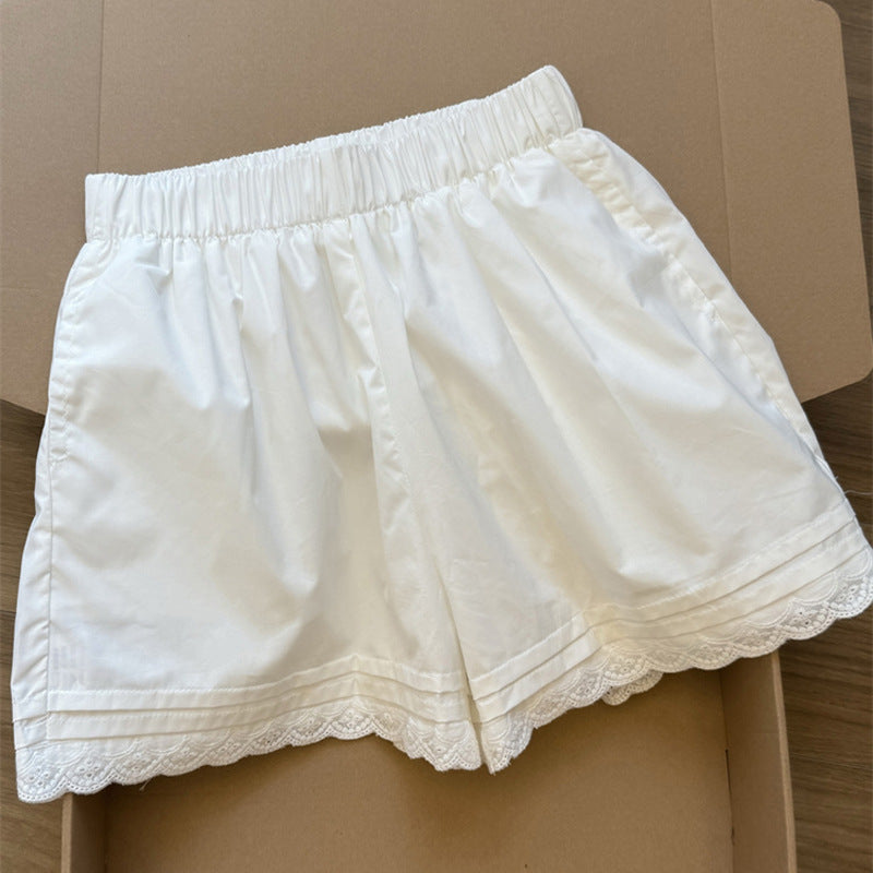 Dame Skræddersyede Elastisk Linning Satin Shorts med Spids Stilla