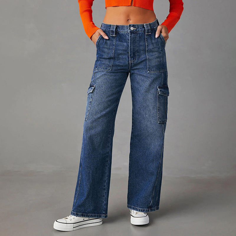 Dame Cargo-Jeans i afslappet oversized stil Stilla