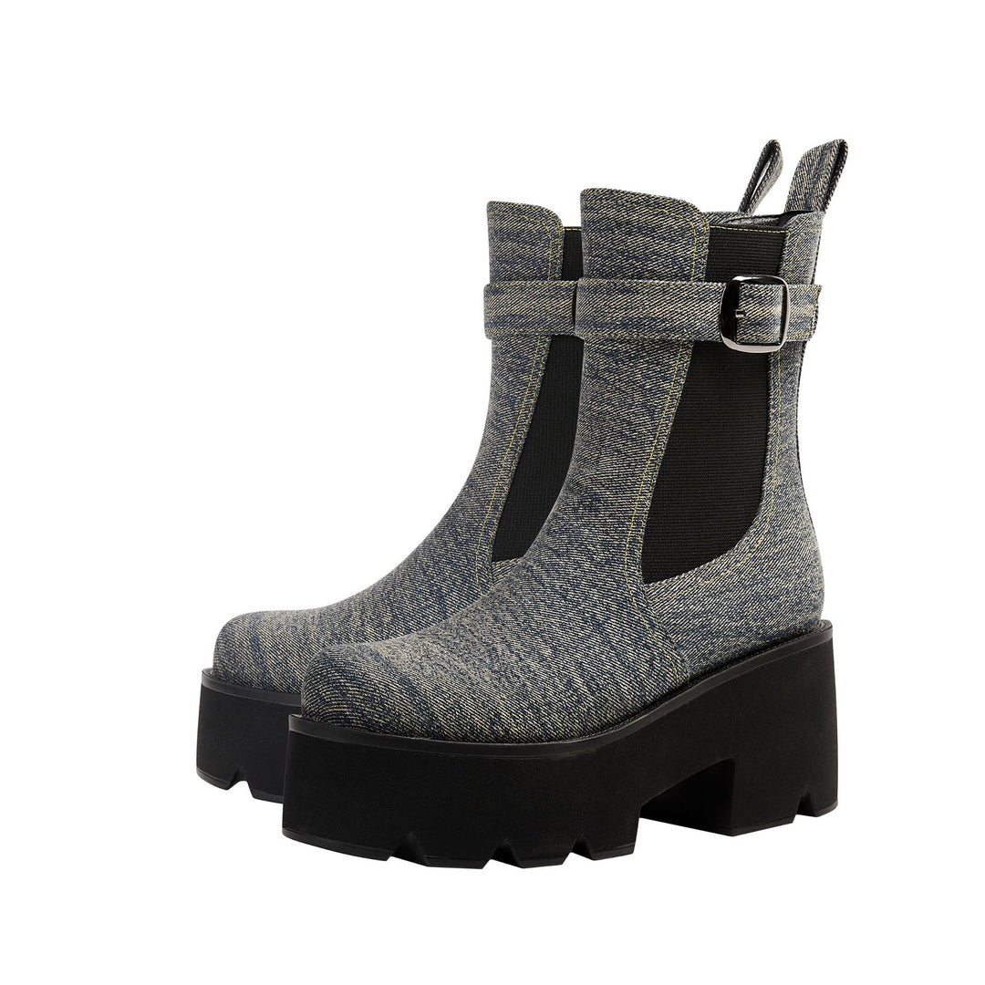 Femme Chunky Heel Ankle Boots med dekorativt spænde-detalje Stilla