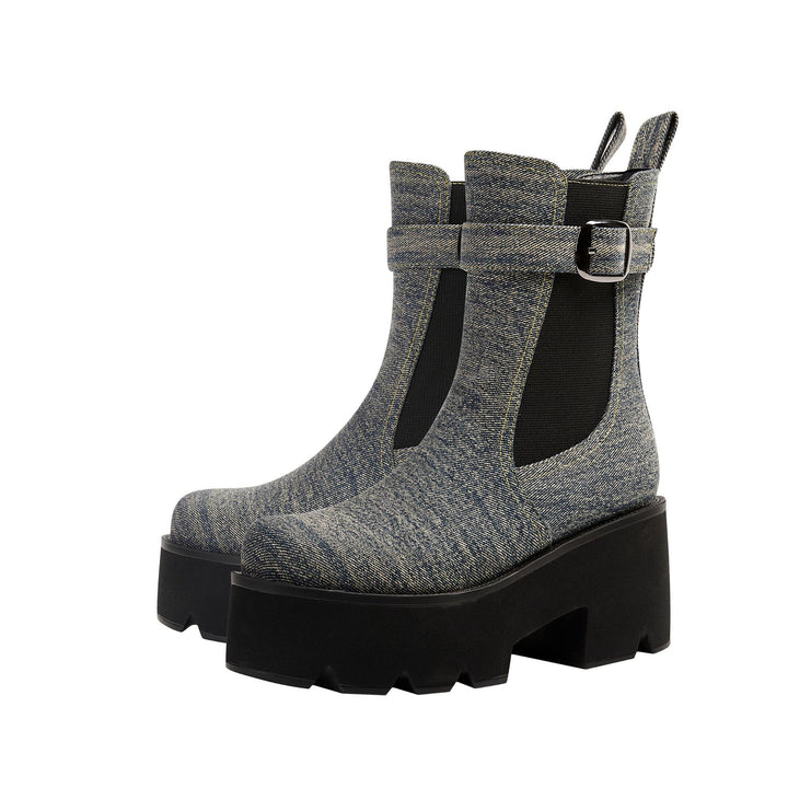 Femme Chunky Heel Ankle Boots med dekorativt spænde-detalje Stilla