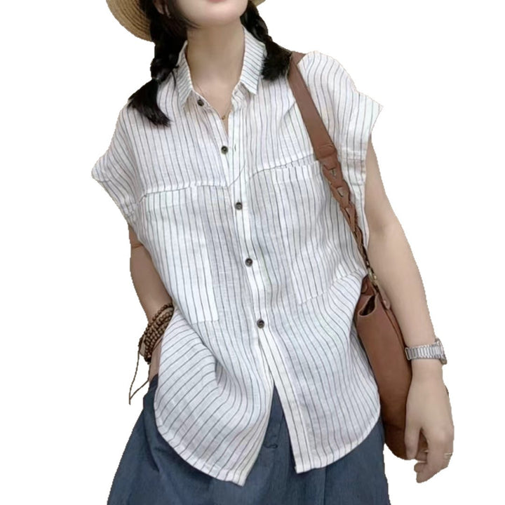 Femme Stribet Casual Button-Up Skjorte Stilla