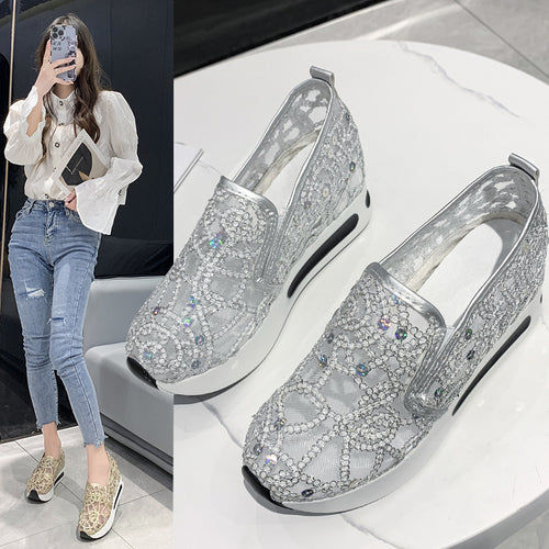 Dame Slip-On Sneakers med funklende spids-design og skridsikker sål Stilla