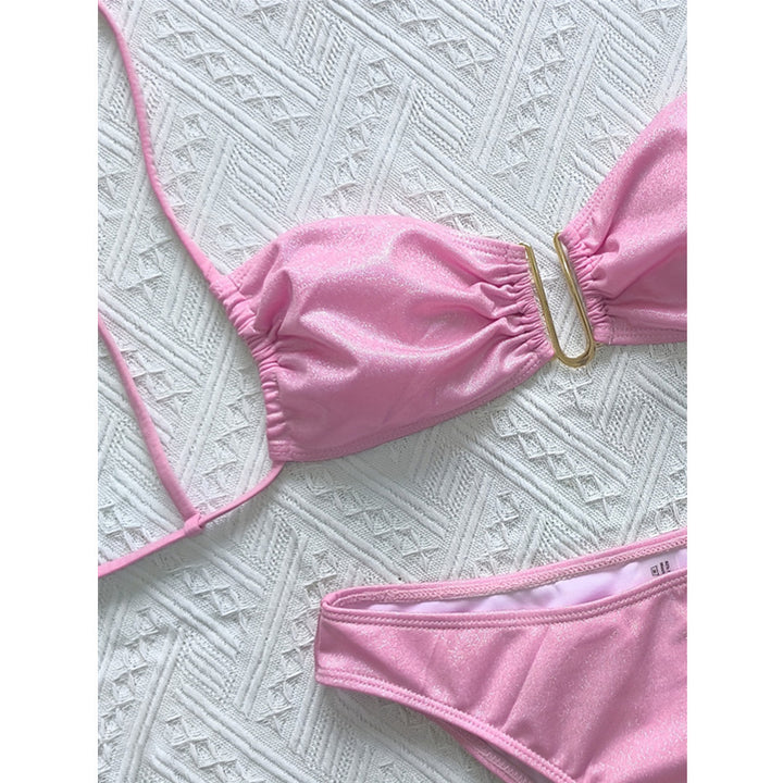 Dame Bandeau-bikini-sæt med dekoreret lukning og raffineret rynkning Stilla