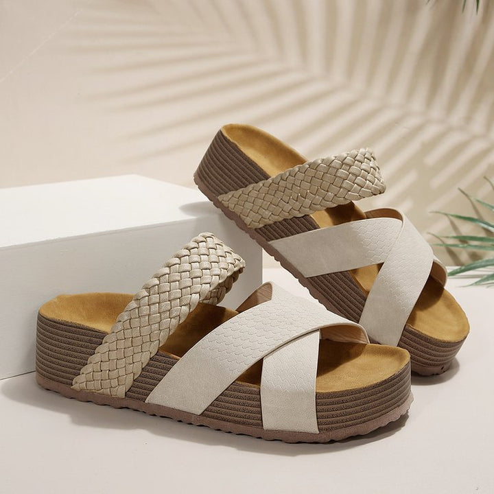 Dame Flettet Krydsrem Platform Sandaler Stilla