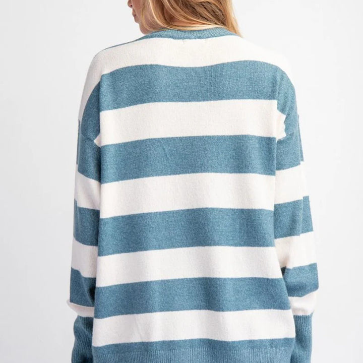 Dame stilfuld sweater med stort bånd-motiv Stilla