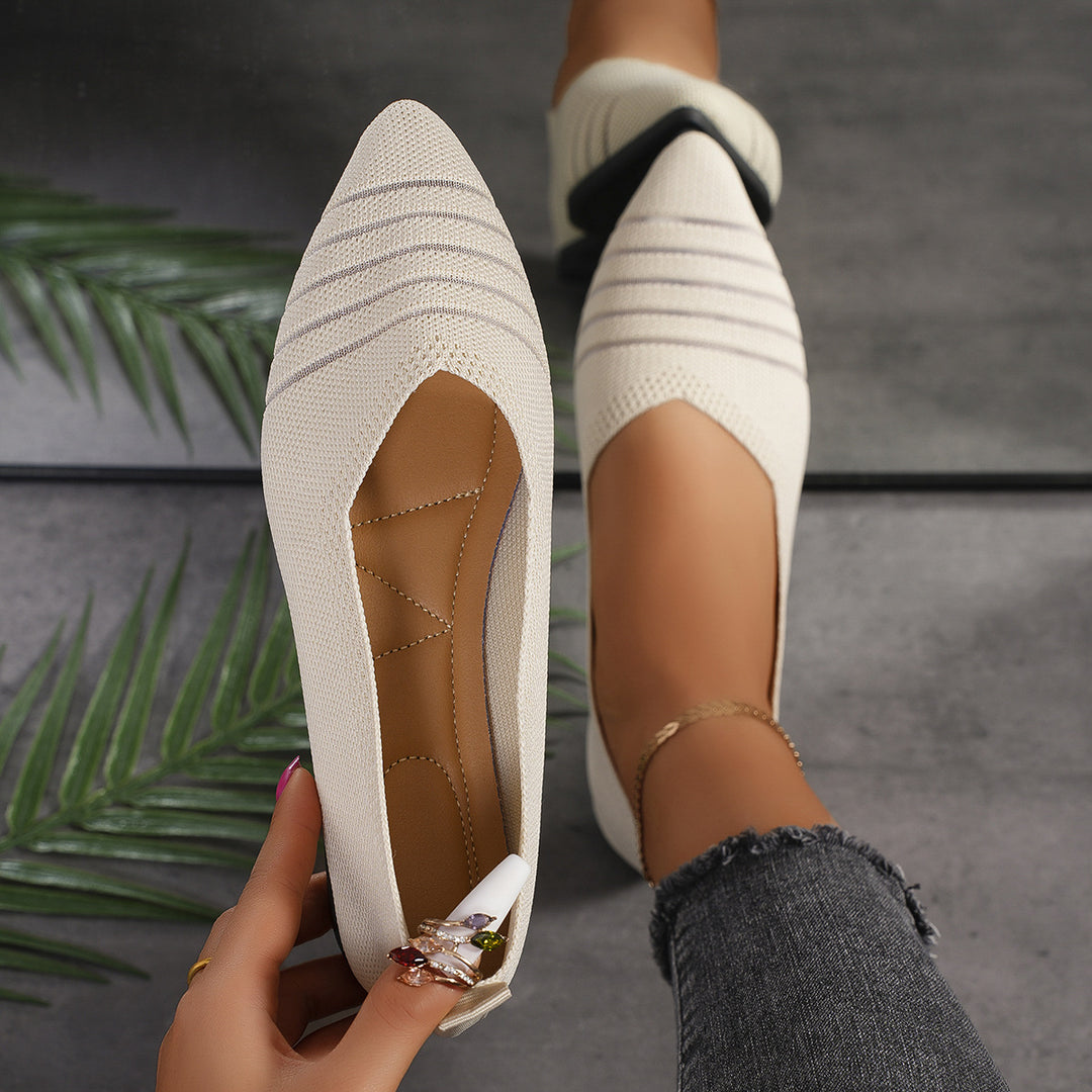 Dame stribede strik spidse sko Flats Stilla