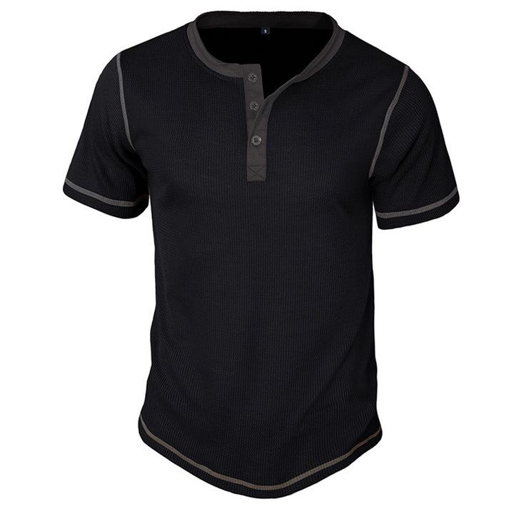 Herre kortærmet Henley-shirt med kontrasterende designelementer Stilla