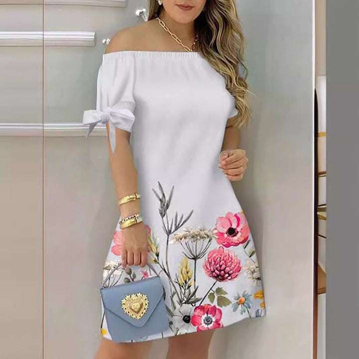 Dame Off-Shoulder Blomsterkjole med Ruffle-detaljer og A-linje-snit Stilla