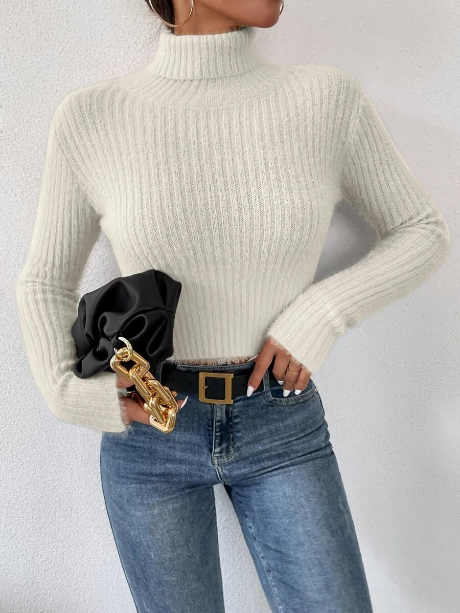 Dame Chic Rullekravepullover i fint strik Stilla
