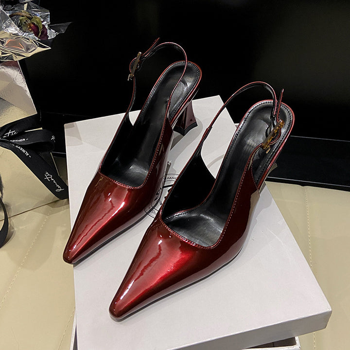 Dame spidse slingback-hæle med smart blokhæl Stilla