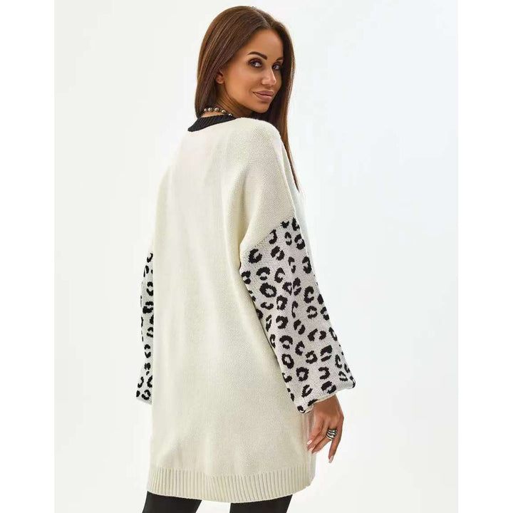 Femme Oversized Strikcardigan med stilfulde dyremønstret ærmer Stilla