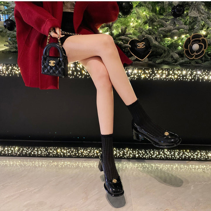 Dame Elegant Læder Blokhæls Loafers Stilla