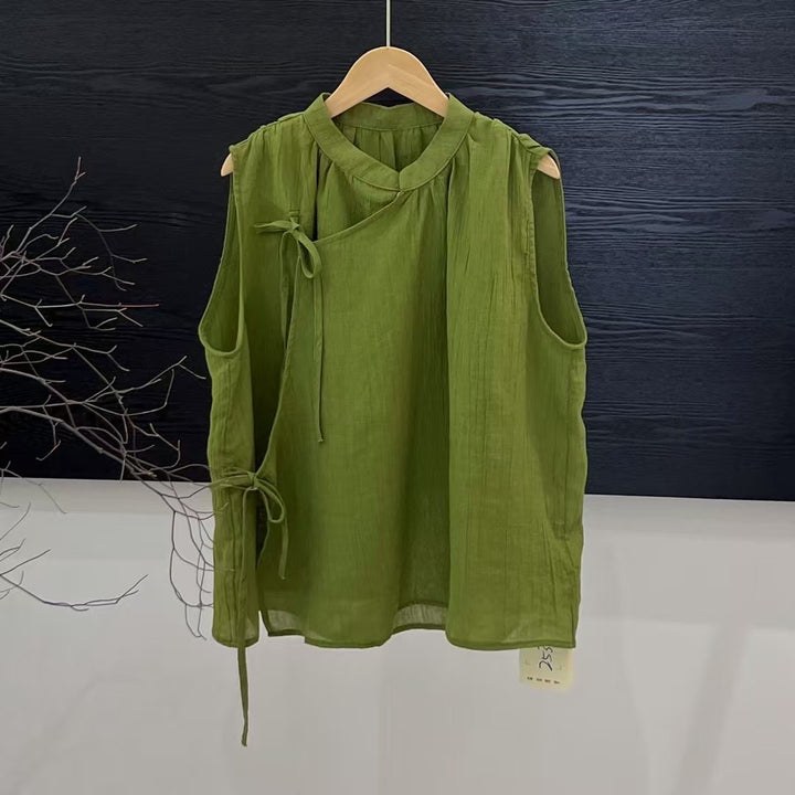 Femme Elegante Ærmeløs Linnedbluse Stilla