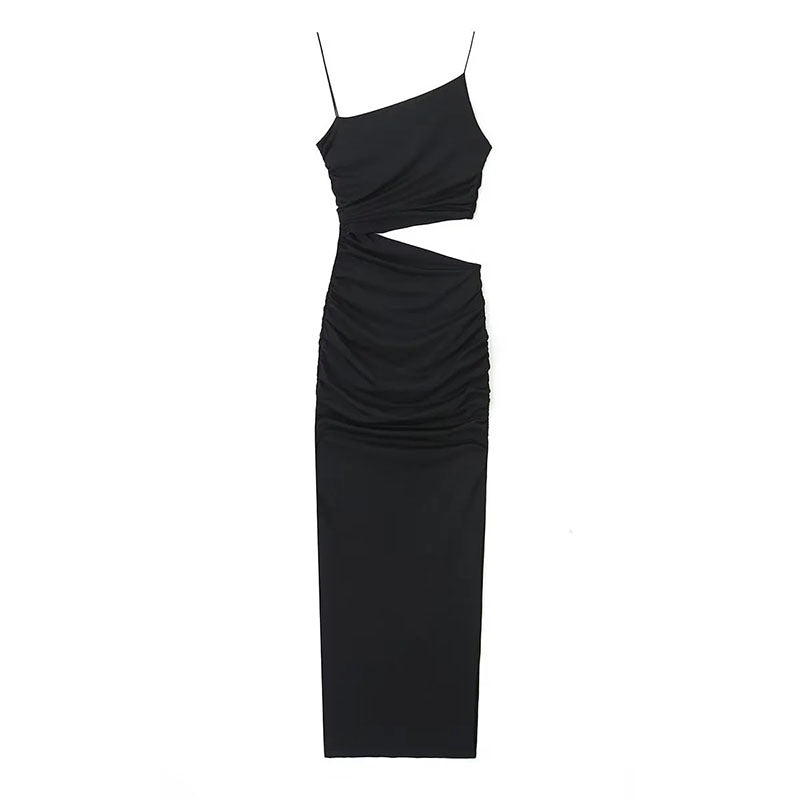 Kvinders elegante cut-out maxi kjole med asymmetrisk design og ruching Stilla