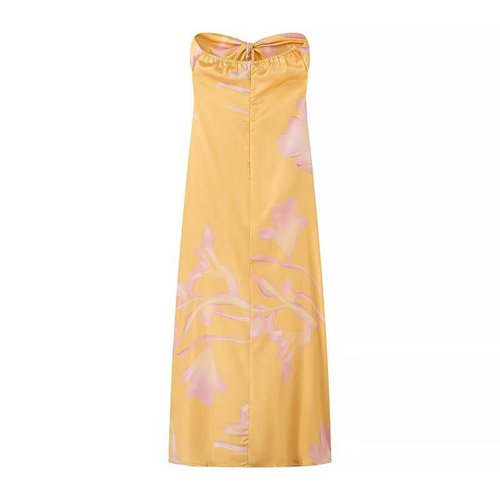 Dame Bandeau-maxikjole med blomsterprint og elegant snit Stilla