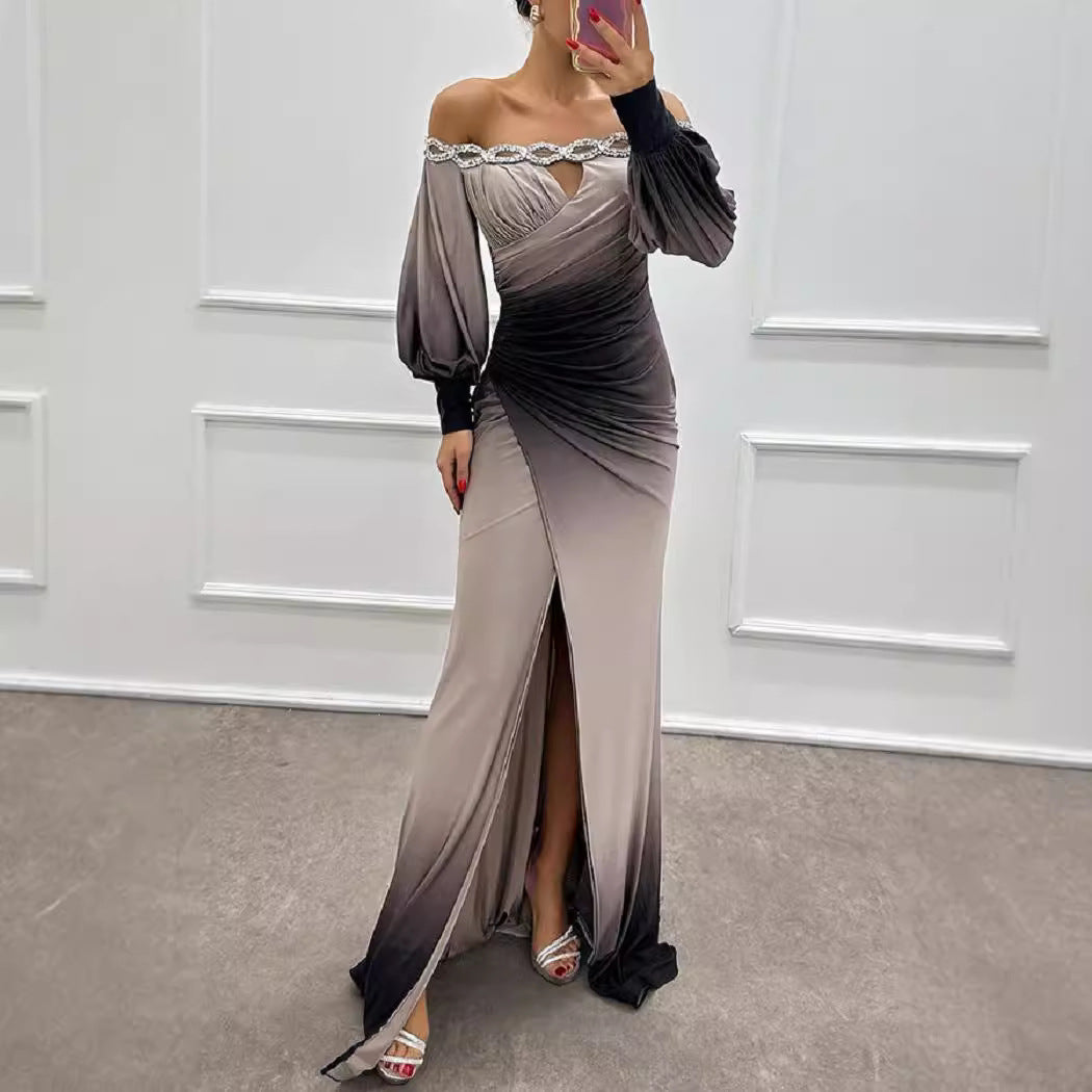 Dame elegant aftenkjole med glitrende taljeudskæring og flydende skirt Stilla