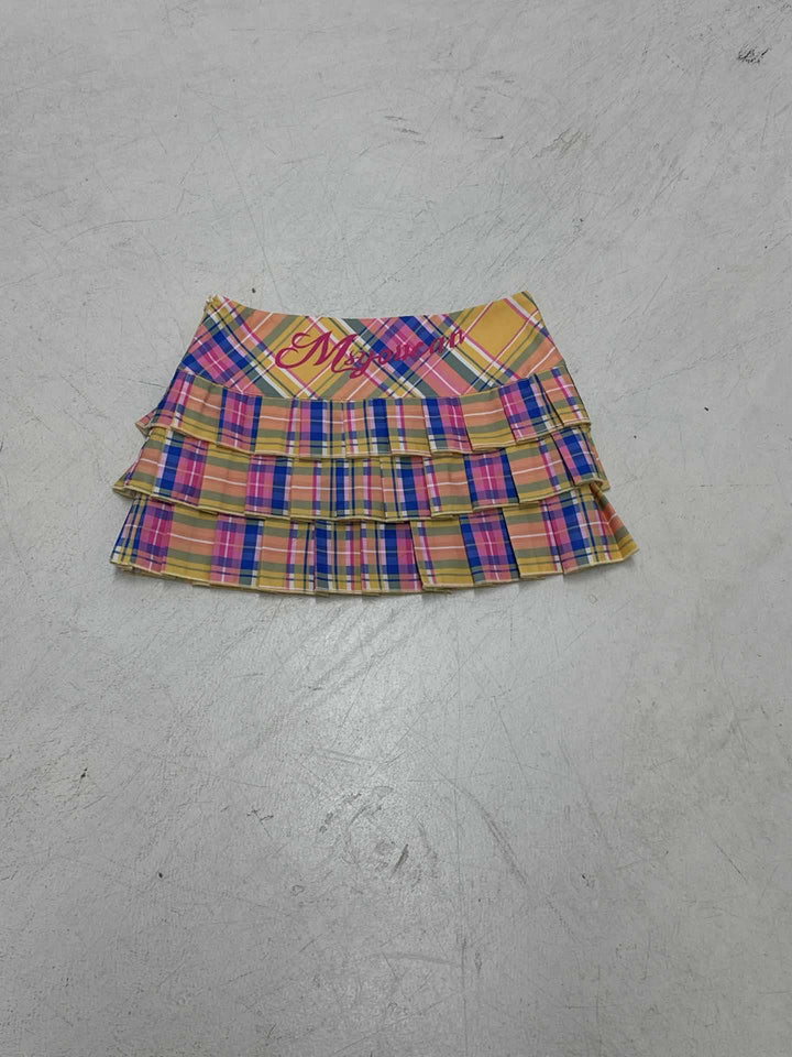 Dame Mini skirt in playful check design with ruffle details Skovae