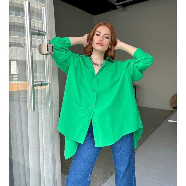 Dame oversized skjorte med asymmetrisk søm Stilla