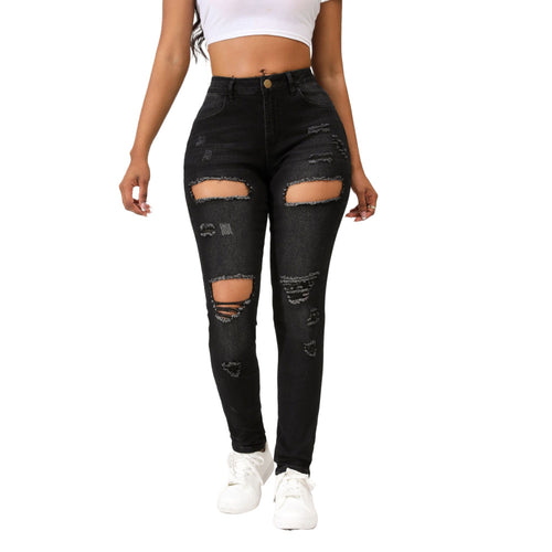 Dame Ripped Skinny Jeans med høj talje Stilla