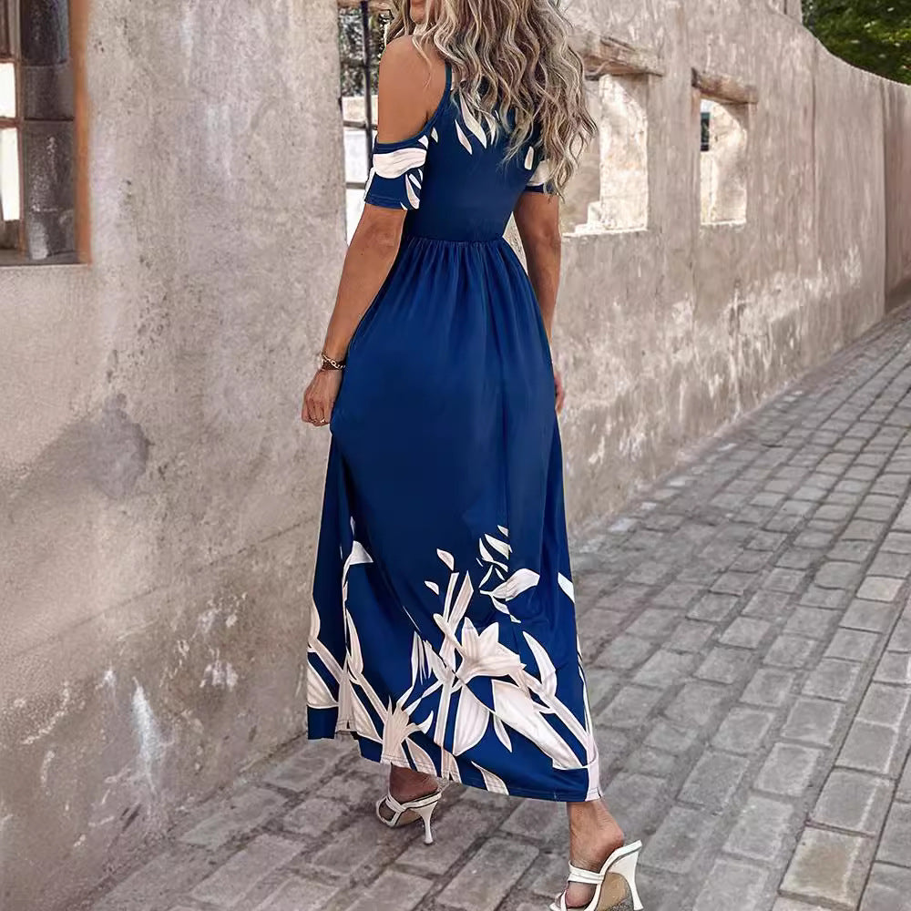Dame Kold-Skulder Maxi Kjole med Blomsterprint Stilla