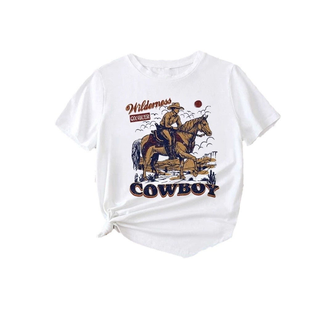 Dame T-shirt med kreativ grafisk tryk og luksuriøse paillet accenter Skovae