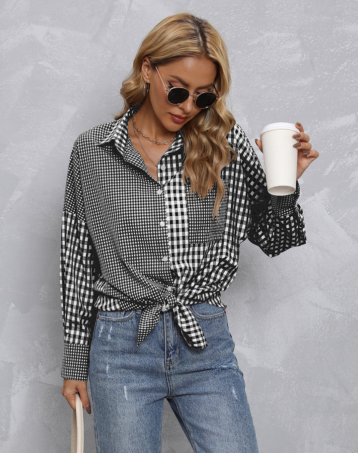 Dame Karo Skjorte i moderne Oversize-stil Stilla