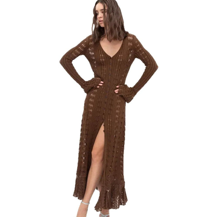 Kvinder Boho Chic Strik Maxi Kjole Stilla