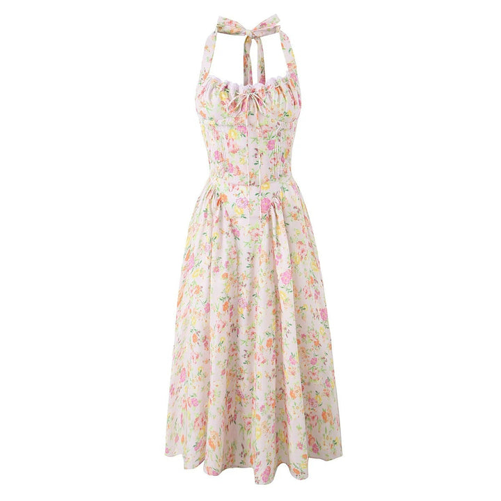 Stilla | Romantisk Halterneck Flydende Maxi Kjole