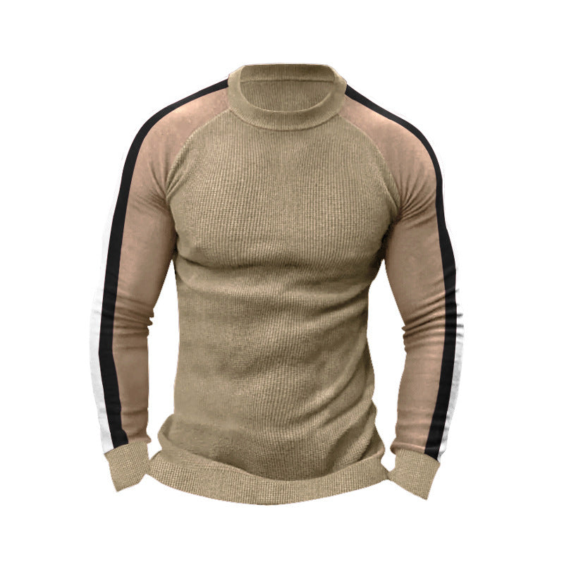 Herre sporty langærmet pullover med struktureret ribdesign og moderne kontraststriber Stilla