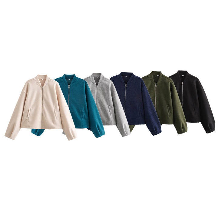 Femme Cozy Cropped Zip-Up Jakke Stilla