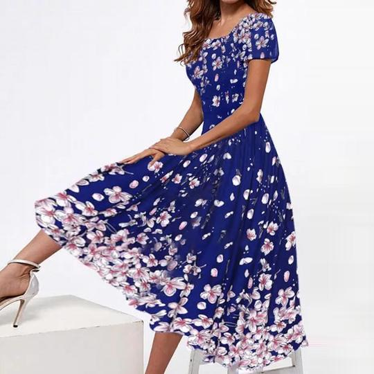 Dame Elegant Maxikjole med blomsterdesign og transparente ærmer Stilla