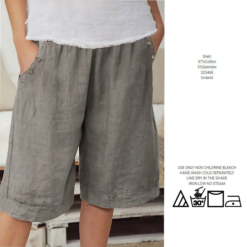 Dame Relaxed Fit Knap-Front Linned Shorts Stilla