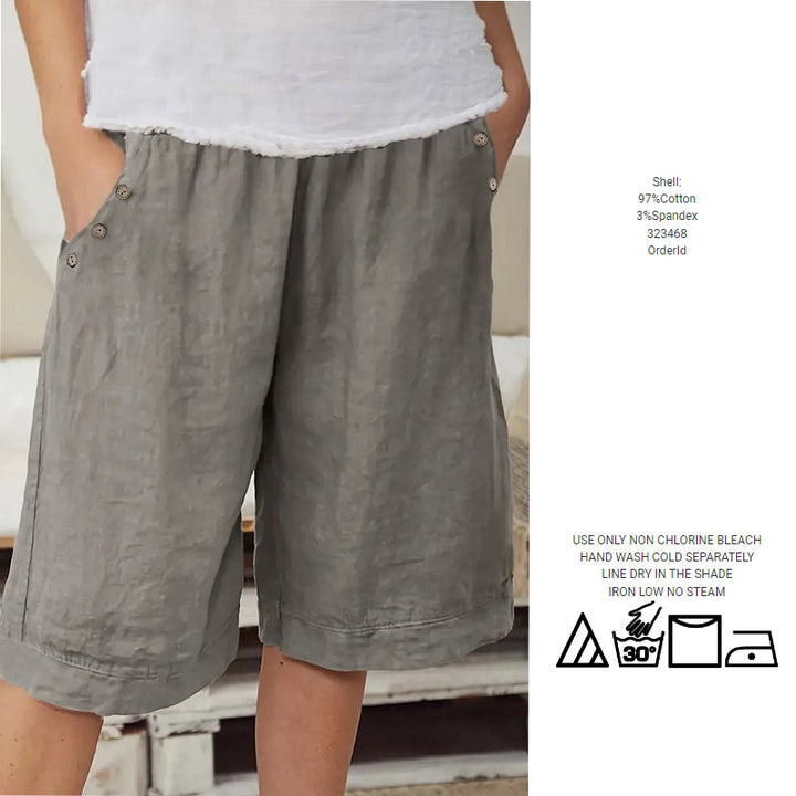 Dame Relaxed Fit Knap-Front Linned Shorts Stilla