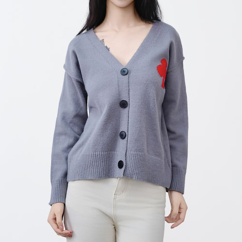 Femme Casual V-Udskæring Knap-Cardigan Stilla