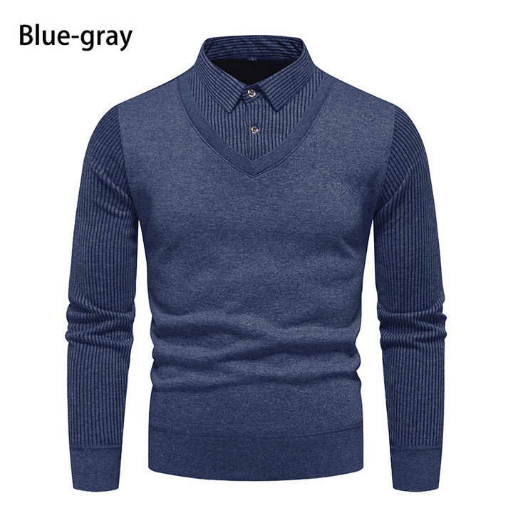 Herrer Smart Casual V-hals pullover med kontrasterende stripeærmer Stilla