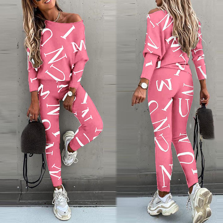 Dame Lækkert Jumpsuit med Off-Shoulder-udskæring og moderne Grafiktryk Stilla