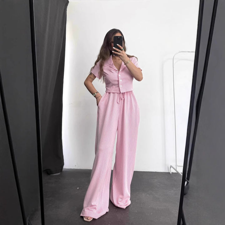 Dame Relaxed Fit Stribet Pyjama-Sæt Stilla