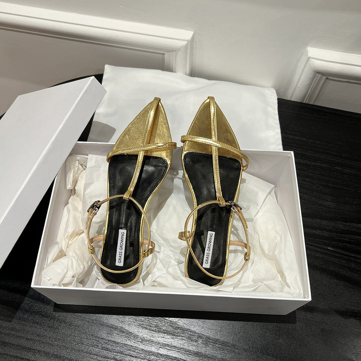 Dame Minimalistiske Spidsede Slingback Ballerinaer med Elegant Rem-Detalje Stilla