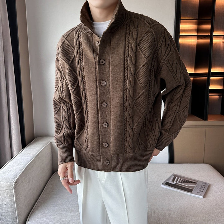 Herre struktureret kabelstrik cardigan sweater Stilla 1749704204