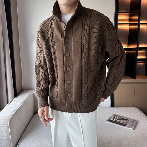 Herre struktureret kabelstrik cardigan sweater Stilla 1749704204